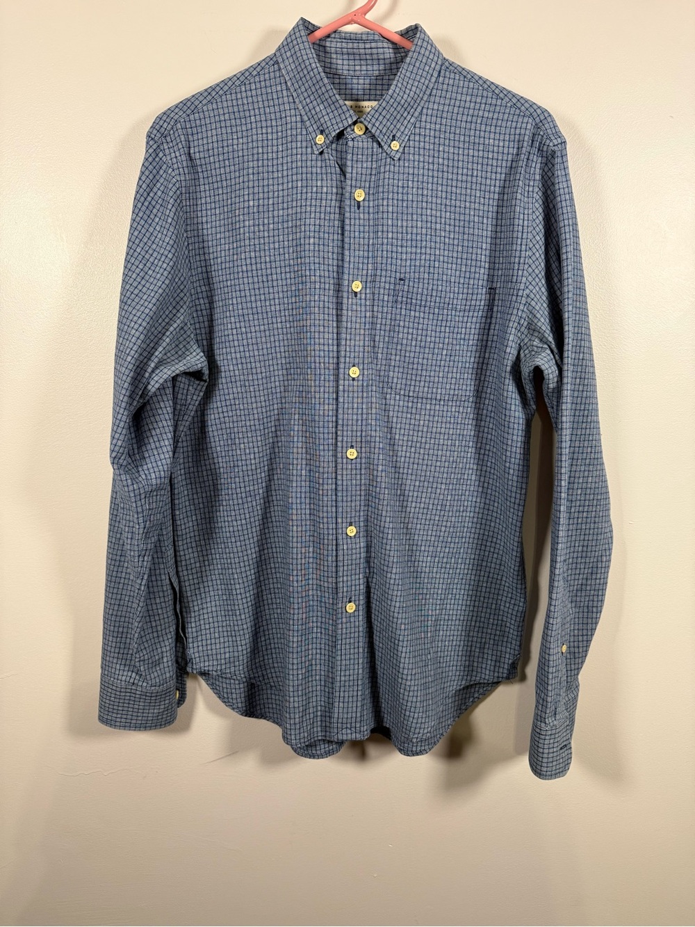 Club Monaco Blue Micro-Check Button-Down Shirt